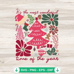 Boho Floral Christmas Season SVG file for Cricut cutting machine