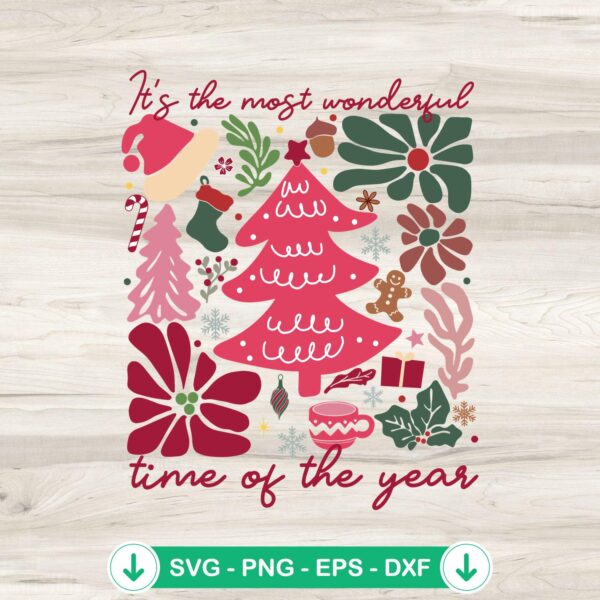 Boho Floral Christmas Season SVG file for Cricut cutting machine