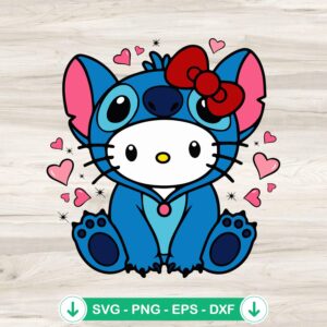 Stitch Hello Kitty Heart SVG file for Cricut and DIY crafts