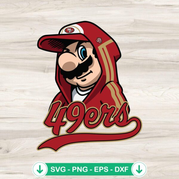 Super Mario 49ers NFL SVG file, cricut svg, cutting file for football crafts