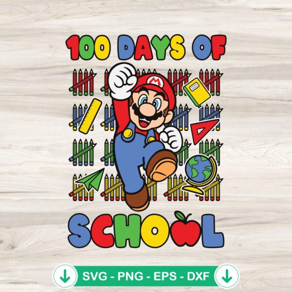 Super Mario 100 Days Of School SVG file cutting file