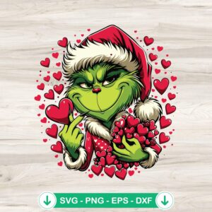 Grinch Valentine Hearts SVG file for Cricut cutting machine