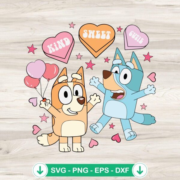 Bluey Bingo Valentine Couple SVG file for cutting machines