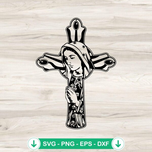 Virgin Mary Jesus Cross svg file for cricut cutting machine
