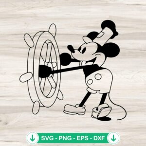 Steamboat Willie SVG file, Mickey Mouse vintage cutting file