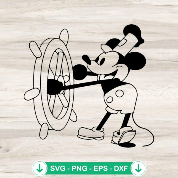 Steamboat Willie SVG file, Mickey Mouse vintage cutting file