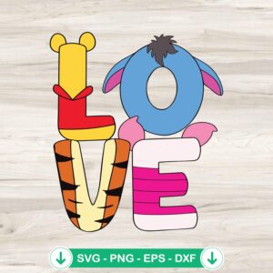 Winnie The Pooh Love SVG file for cutting machine