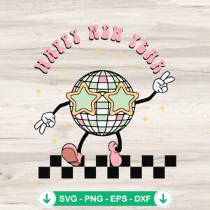 Happy New Year Disco Ball SVG file for Cricut cutting machine