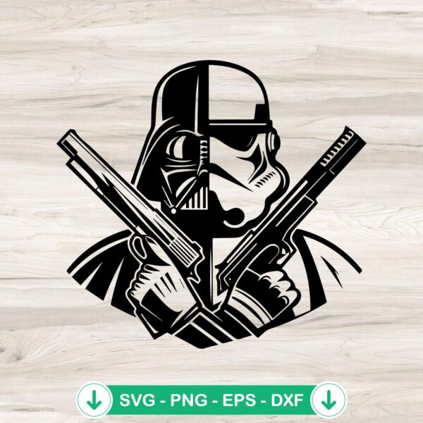 Half Stormtrooper Half Darth Vader SVG file for Cricut