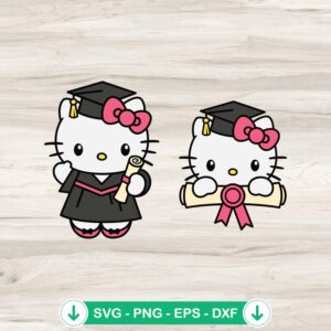 Hello Kitty Graduation SVG file - cutting file for cricut