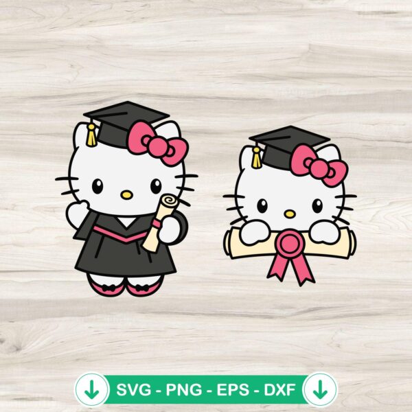 Hello Kitty Graduation SVG file - cutting file for cricut