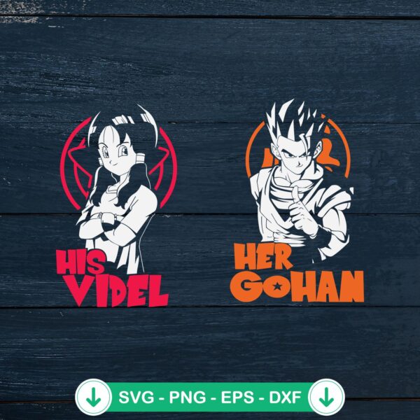 Dragon Ball Valentine SVG file for His Videl Her Gohan couple