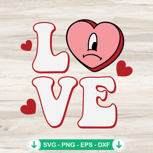 Bad Bunny Sad Heart Love Valentine SVG file for cutting