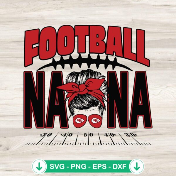 Kansas City Chiefs Messy Bun Yard Line SVG file for Cricut