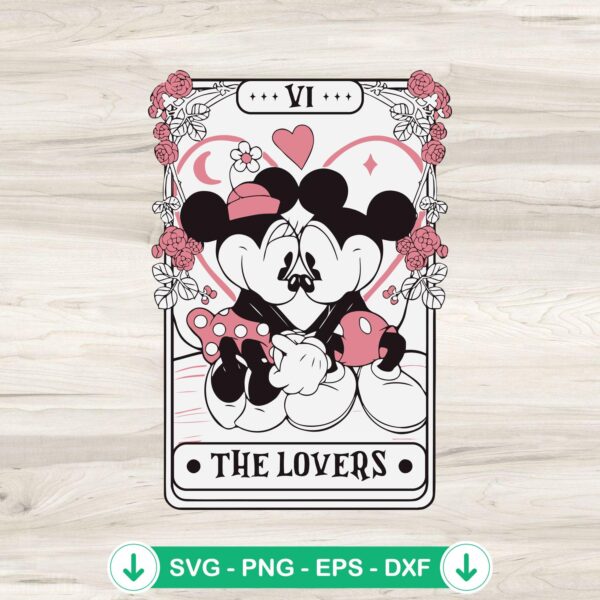 Mickey Minnie Valentine Couple Tarot Card SVG file for Cricut