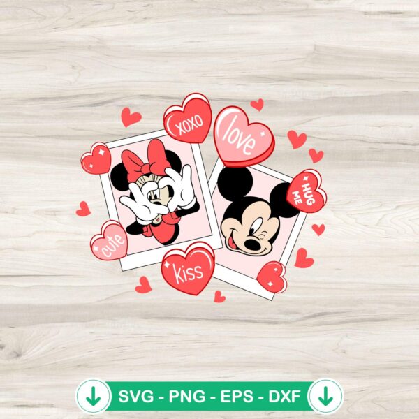 Mickey Minnie Mouse Valentine cut file, svg file for Cricut