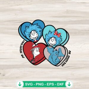 Dr Seuss Day Candy Heart SVG file for cutting machine