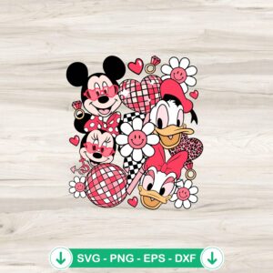 Vintage Mickey And Friends Valentine SVG cut file