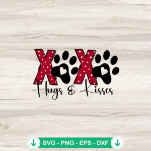 Xoxo Hugs And Kisses Dog Paw SVG file for cutting machines