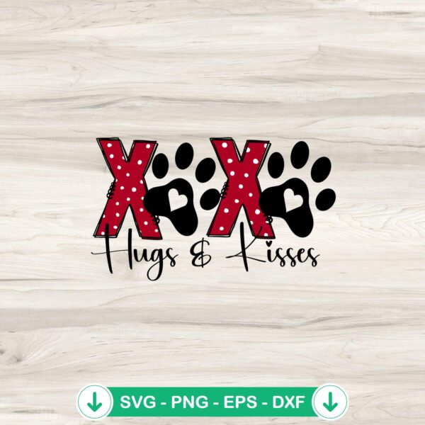 Xoxo Hugs And Kisses Dog Paw SVG file for cutting machines