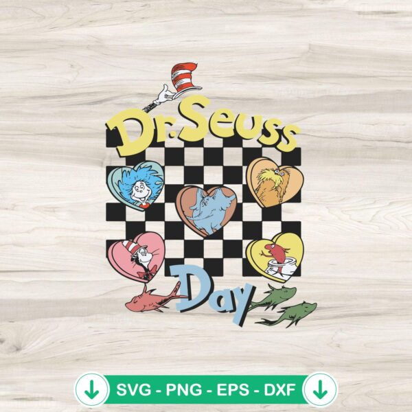 Vintage Dr Seuss Day Heart SVG cutting file for Cricut