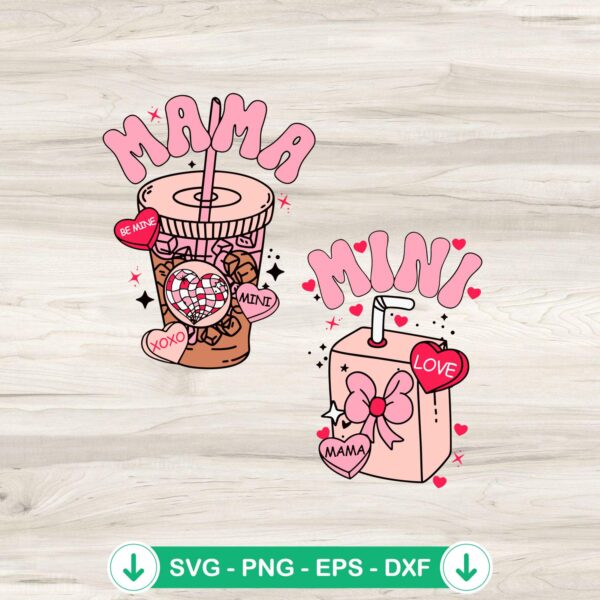 Mama Mini Valentine Coffee SVG file for Cricut cutting machine