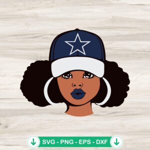 Dallas Cowboys Black Girl SVG file for cricut and cutting machine