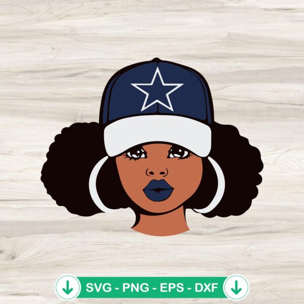 Dallas Cowboys Black Girl SVG file for cricut and cutting machine