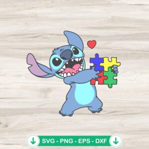 Stitch Autism Puzzle Pieces SVG file for Cricut cutting