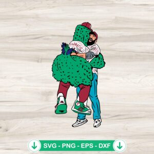 Jason Kelce and Philly Phanatic hug svg file for crafting
