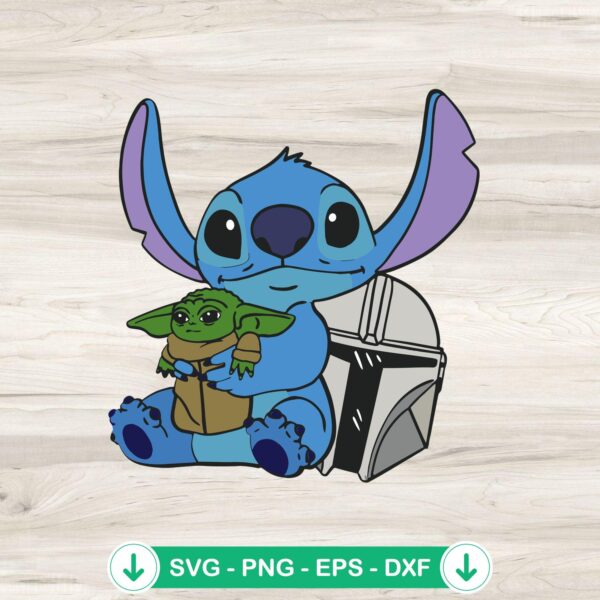 Stitch Mandalorian Baby Yoda SVG file for cutting machines