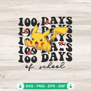 Retro Pikachu 100 Days Of School SVG file for Cricut cutting