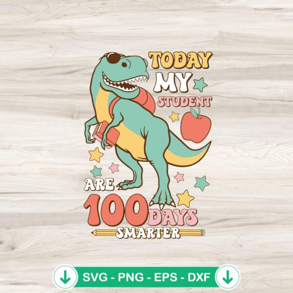 Dinosaur 100 Days Smarter SVG file for Cricut cutting machines