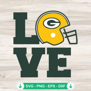 Love Green Bay Packers Football SVG file for Cricut