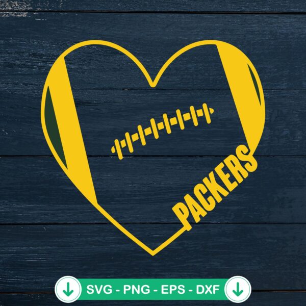 Packers Hearts Football SVG file for Cricut cutting machine