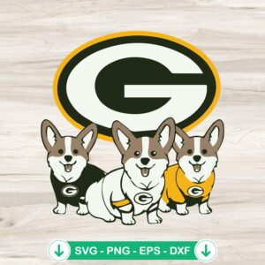 Green Bay Packers Corgi Dog svg file for cricut cutting machine