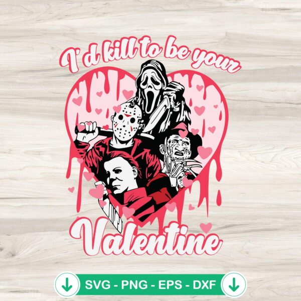 Horror Characters Valentine SVG file for Cricut cutting machine