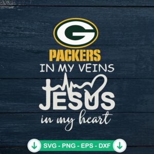 Packers in my Veins Jesus SVG file for Cricut cutting machine