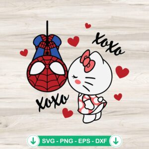 Spider Man Kisses Hello Kitty svg file for Cricut cutting