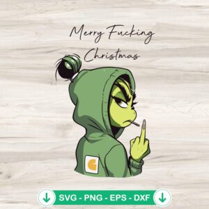 Grinch Smoking Merry Fucking Christmas svg file for cutting machines