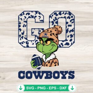 Grinch Leopard Go Cowboys Football SVG file for cutting machine