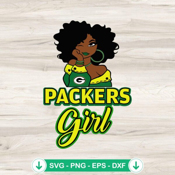 Packers Girl Black Woman SVG, cricut svg cut file
