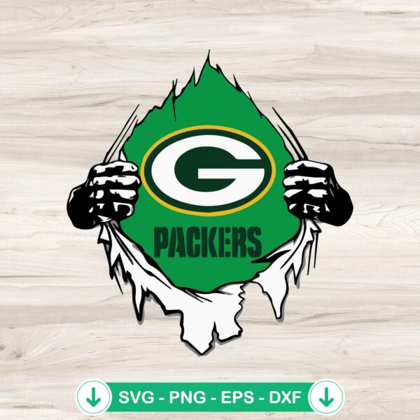 Green Bay Packers SVG file for cricut, ripped shirt design cut file
