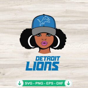 Detroit Lions Black Girl SVG file for cricut and cutting machine
