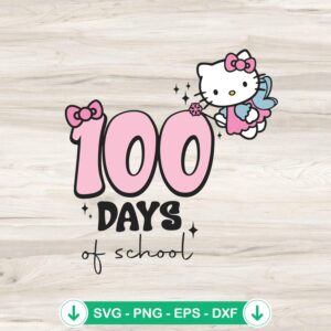 Hello Kitty 100 Days of School SVG file for cutting machines