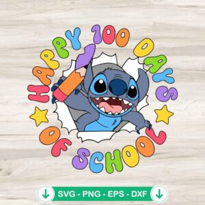 Happy 100 Days of School Stitch Disney SVG file for cutting
