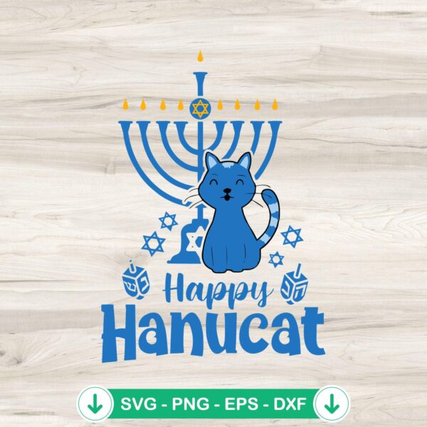 Happy Hanucat Hanukkah svg file for cricut svg cutting file