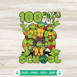 100 Days Of School Ninja Turtles SVG file for cricut