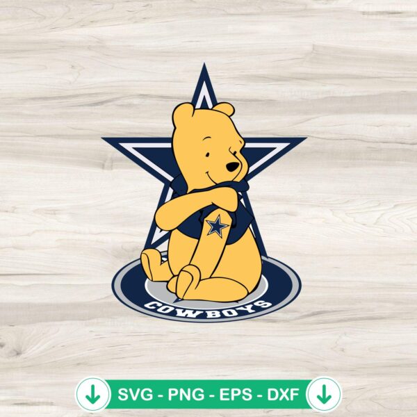 Winnie The Pooh Dallas Cowboys SVG file for Cricut cutting
