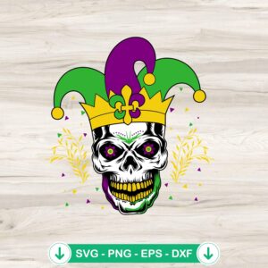 Mardi Gras Skull SVG file for Cricut cutting machine